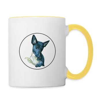 Illustration de l’aquarelle de seskar Seal Dog - Mug contrasté - blanc/jaune - Droite