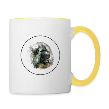 Sarplaninac Hund Aquarell Illustration - Tasse zweifarbig - Weiß/Gelb - Rechts