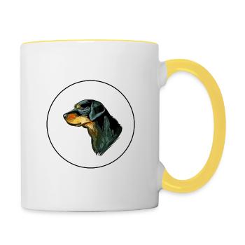 Smalandsstovare Smaland Hound Hund Illustration - Tasse zweifarbig - Weiß/Gelb - Rechts