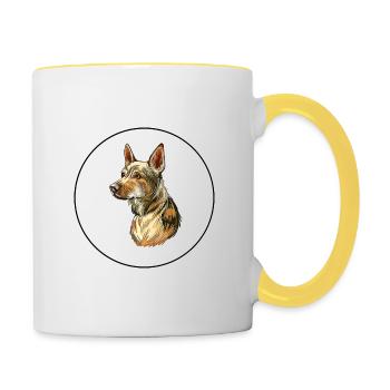 Telomian Dog Watercolor Art Illustration - Contrasting Mug - white/yellow - Right