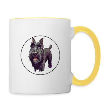 Mittelschnauze Standard Schnauzer Hund Illustration - Tasse zweifarbig - Weiß/Gelb - Rechts