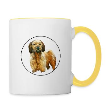 Steirische Grobhaarhund-Illustration - Tasse zweifarbig - Weiß/Gelb - Rechts