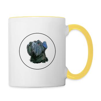 Mittelschnauze Standard Schnauzer Hund Illustration - Tasse zweifarbig - Weiß/Gelb - Rechts