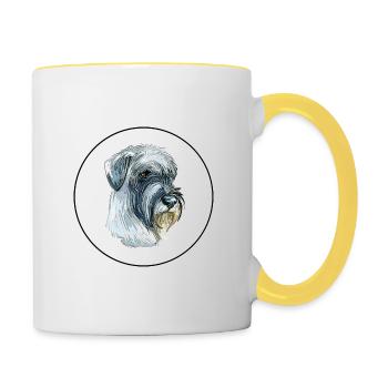 Mittelschnauze Standard Schnauzer Hund Illustration - Tasse zweifarbig - Weiß/Gelb - Rechts