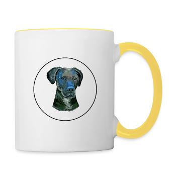 Illustration de l’aquarelle stephens Cur Dog - Mug contrasté - blanc/jaune - Droite