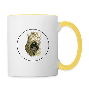 Illustration de chien Wheaten Terrier à poil doux - Mug contrasté - blanc/jaune - Droite