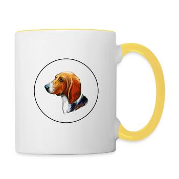 Treeing Walker Coonhound Hund Aquarell Illustrati - Tasse zweifarbig - Weiß/Gelb - Rechts