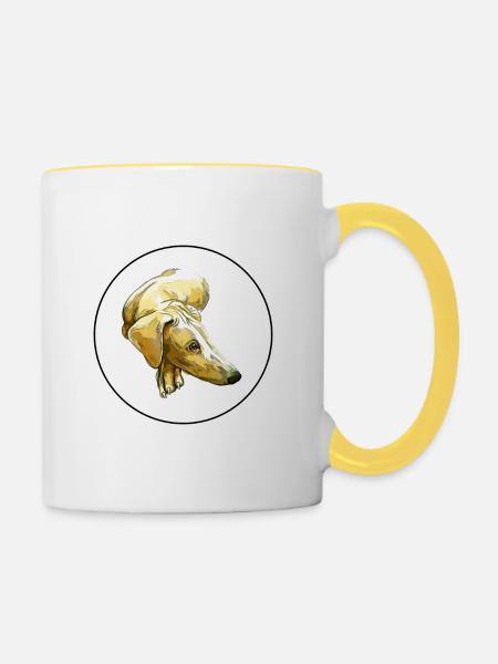 Chippiparai Hund Aquarell Illustration - Tasse zweifarbig - Weiß/Gelb