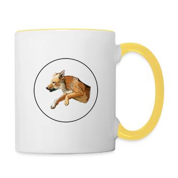 Carolina Puppy Dog Aquarelle Art Illustration - Mug contrasté - blanc/jaune - Droite