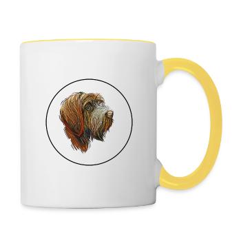Wirehaired Pointing Griffon Dog Illustration - Contrasting Mug - white/yellow - Right