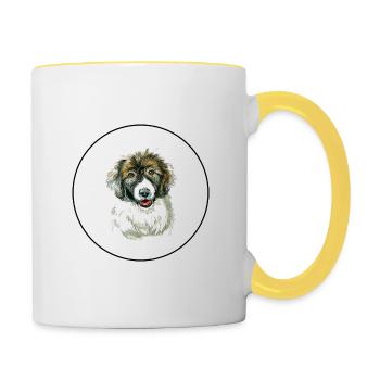 Karpaten-Schäferhund Welpe Hund Aquarell Illustrat - Tasse zweifarbig - Weiß/Gelb - Rechts