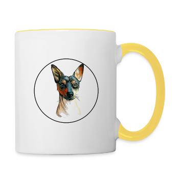 Ratonero Valenciano Hund Aquarell Illustration - Tasse zweifarbig - Weiß/Gelb - Rechts