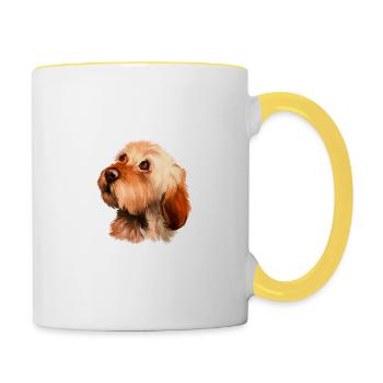 Basset Bleu De Gascogne Aquarelle pour chien Illustratio - Mug contrasté - blanc/jaune - Droite