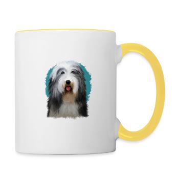 Beagle-Harrier Scent Hound Dog Sketch Illustration - Contrasting Mug - white/yellow - Right