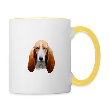 Basset Artesien Normand Hund Aquarell Illustratio - Tasse zweifarbig - Weiß/Gelb - Rechts