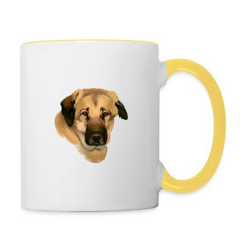 Anatolian Shepherd Dog Watercolor Illustration - Contrasting Mug - white/yellow - Right