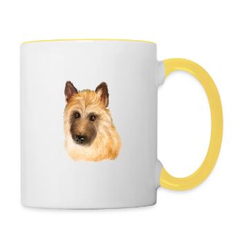 Belgischer Laekenois Hund Aquarell Illustration - Tasse zweifarbig - Weiß/Gelb - Rechts