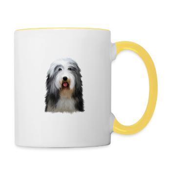 Beagle-Harrier Scent Hound Dog Sketch Illustration - Contrasting Mug - white/yellow - Right