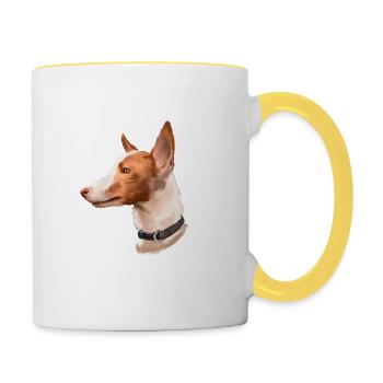 Andalusischer Hund Aquarell Illustration - Tasse zweifarbig - Weiß/Gelb - Rechts