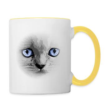 Kitty Kitten Cat - Contrasting Mug - white/yellow - Right