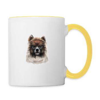 Hunde Aquarell Gemälde Illustration - Tasse zweifarbig - Weiß/Gelb - Rechts