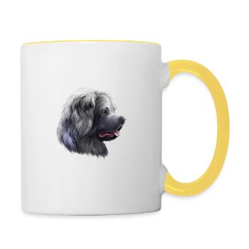 Caucasian Shepherd Dog Watercolor Illustration - Contrasting Mug - white/yellow - Right