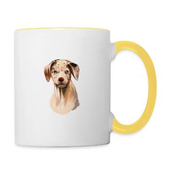 Catahoula Leopard Dog Aquarelle Illustration - Mug contrasté - blanc/jaune - Droite