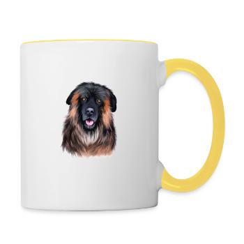 Estrela Mountain Dog Watercolor Illustration - Contrasting Mug - white/yellow - Right