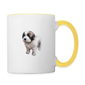 Moscow Watchdog Dog Watercolor Sketch Illustration - Contrasting Mug - white/yellow - Right
