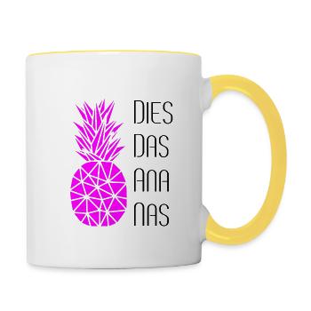 Dies Das Ananas - Tasse zweifarbig - Weiß/Gelb - Rechts