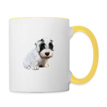 Sealyham Terrier Dog Watercolor Illustration - Contrasting Mug - white/yellow - Right