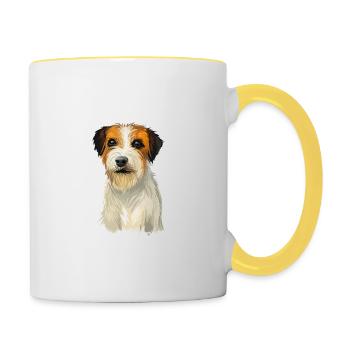 Russell Terrier Dog Watercolor Sketch Illustration - Contrasting Mug - white/yellow - Right