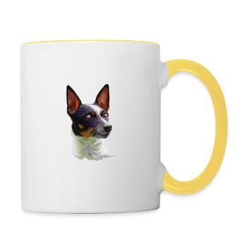 Tenterfield Terrier Dog Watercolor Illustration - Contrasting Mug - white/yellow - Right