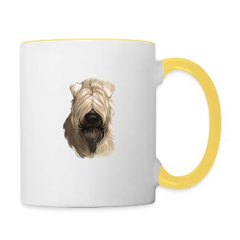 Illustration de chien Wheaten Terrier à poil doux - Mug contrasté - blanc/jaune - Droite