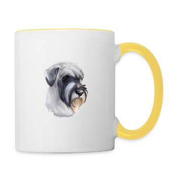 Mittelschnauze Standard Schnauzer Hund Illustration - Tasse zweifarbig - Weiß/Gelb - Rechts