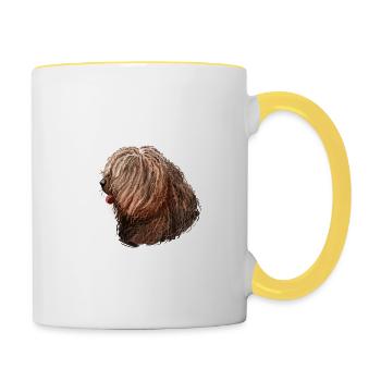 Illustration de l’aquarelle du chien d’eau espagnol - Mug contrasté - blanc/jaune - Droite