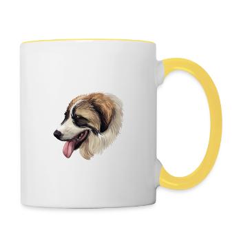 Tornjak Dog Watercolor Sketch Illustration - Contrasting Mug - white/yellow - Right