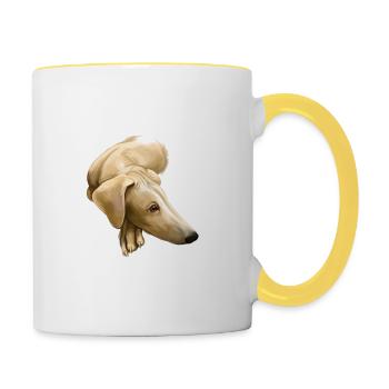 Chippiparai Aquarelle pour chien Illustration - Mug contrasté - blanc/jaune - Droite