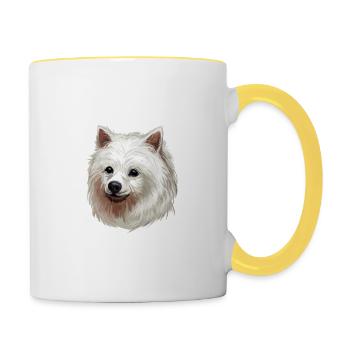 Volpino Italiano Hund Aquarell Illustration - Tasse zweifarbig - Weiß/Gelb - Rechts