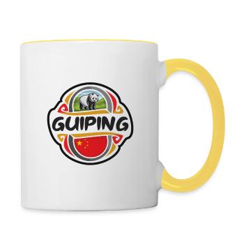 Guiping China Flag Badge Souvenir de voyage - Mug contrasté - blanc/jaune - Droite