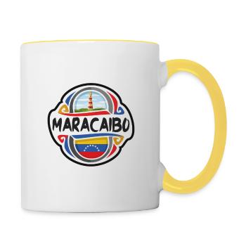 Maracaibo Venezuela Flag Travel Souvenir Badge Sta - Contrasting Mug - white/yellow - Right