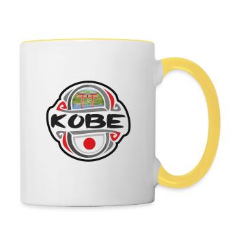 Kobe Japan Flagge Abzeichen Reise Souvenir Briefmarke - Tasse zweifarbig - Weiß/Gelb - Rechts
