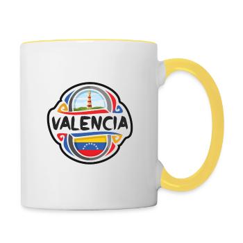 Valence Venezuela Drapeau Voyage Souvenir Badge Stam - Mug contrasté - blanc/jaune - Droite