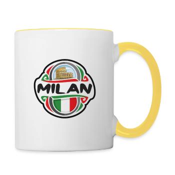 Mailand Italien Flagge Abzeichen Reise Souvenir Briefmarke - Tasse zweifarbig - Weiß/Gelb - Rechts