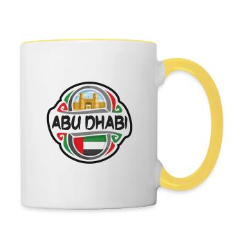 Abu Dhabi UAE United Arab Emirates Flag Travel Sou - Contrasting Mug - white/yellow - Right