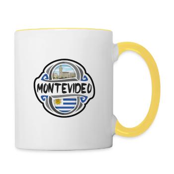 Montevideo Uruguay Flagge Reise Souvenir Abzeichen Stam - Tasse zweifarbig - Weiß/Gelb - Rechts