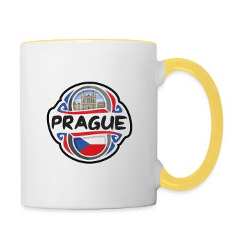 Prague Czechia Flag Badge Travel Souvenir Stamp - Contrasting Mug - white/yellow - Right