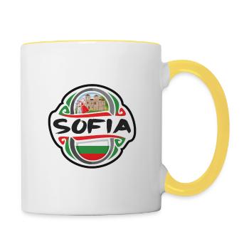 Sofia Bulgarien Flagge Abzeichen Reise Souvenir Briefmarke - Tasse zweifarbig - Weiß/Gelb - Rechts