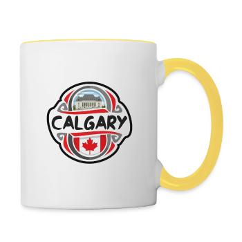 Calgary Kanada Flagge Abzeichen Reise Souvenir Stempel - Tasse zweifarbig - Weiß/Gelb - Rechts