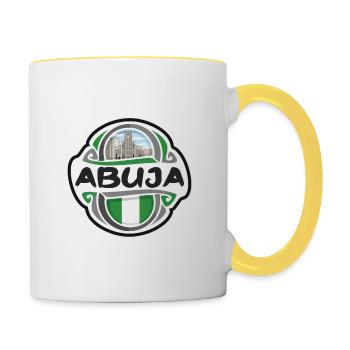 Abuja Nigeria Drapeau Badge Voyage Souvenir Timbre - Mug contrasté - blanc/jaune - Droite